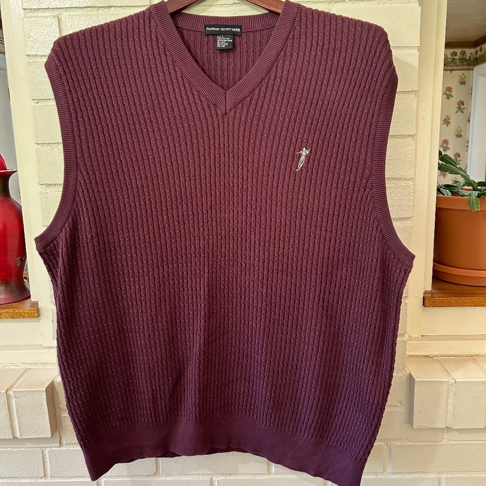 Fairway Outfitters, Sweater Vest, Golf, Large, Maroon